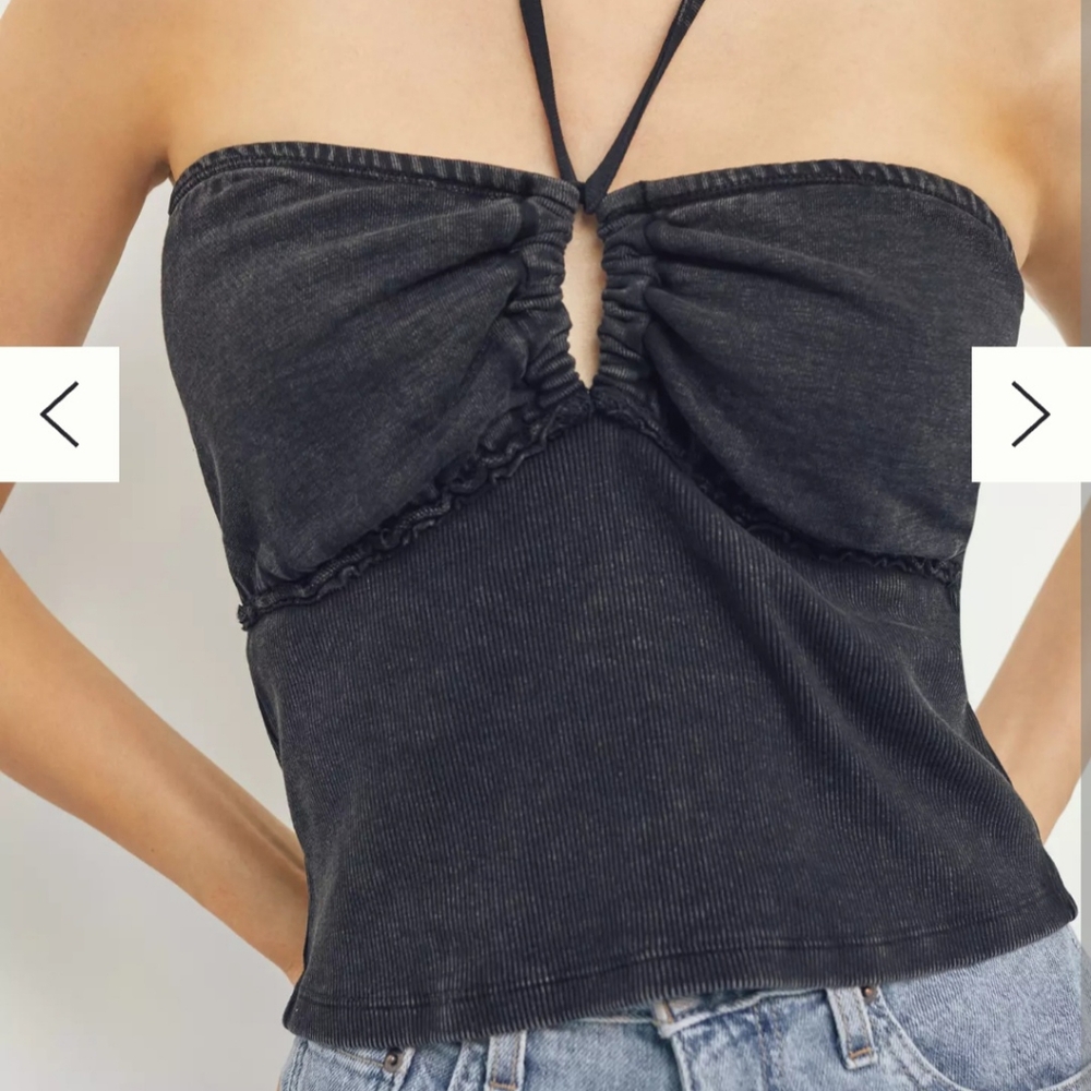 Anthro Pilcro French-Terry Halter‎ Top Grunge Y2K Vibes Black Fairy Babydoll XL